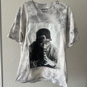 Tupac poetic justice Gray Tie-Dye Graphic T-Shirt